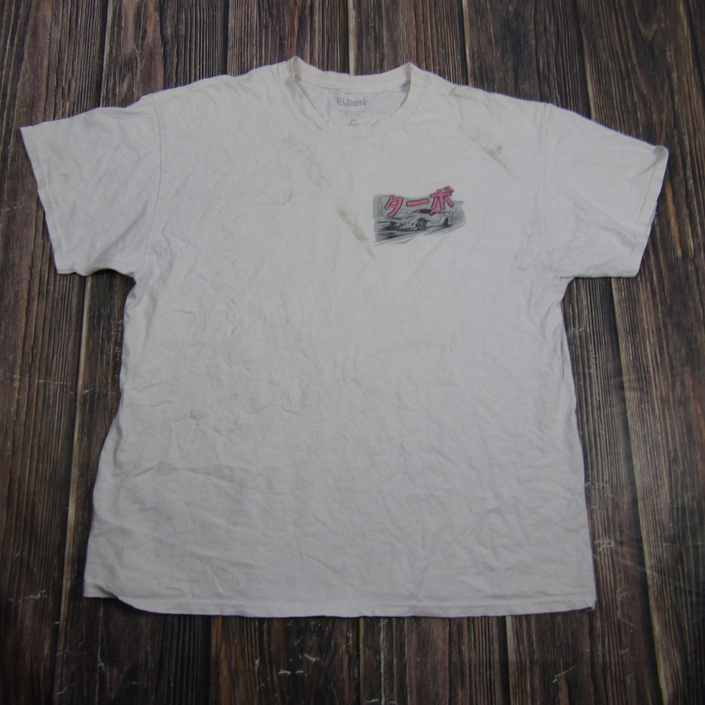 Eldon T-Shirt Men XL White Japanese Drift Car Graphic JDM Streetwear Cotton